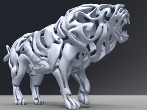 hollow attack lion figurine Modello di stampa 3D