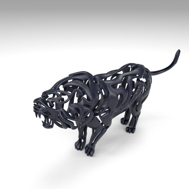 hollow attack lion figurine Modello di stampa 3D .c4d .max .obj .3ds .fbx .stl .blend 