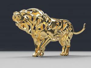 hollow attack lion figurine 3D Print Model