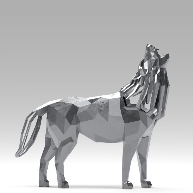 3d geometric howling wolf statuette model Model do druku 3D .c4d .max .obj .3ds .fbx .stl .blend 