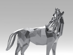 3d geometric howling wolf statuette model 3D-printmodel