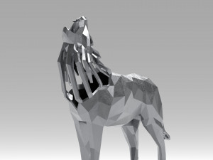 3d geometric howling wolf statuette model Model do druku 3D