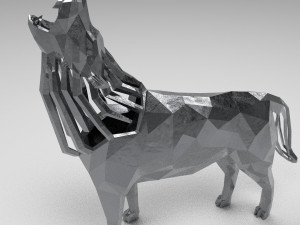 3d geometric howling wolf statuette model Model do druku 3D
