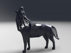 3d geometric howling wolf statuette model Model do druku 3D