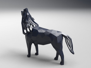 3d geometric howling wolf statuette model Model do druku 3D
