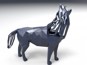 3d geometric howling wolf statuette model Model do druku 3D