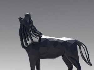 3d geometric howling wolf statuette model Model do druku 3D