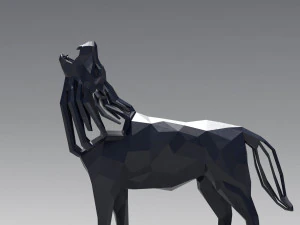 3d geometric howling wolf statuette model 3D Print Model