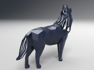 3d geometric howling wolf statuette model Model do druku 3D