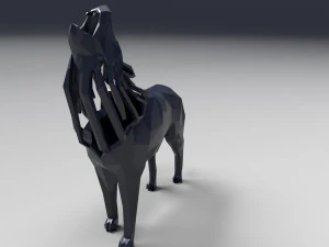 3d geometric howling wolf statuette model 3D Print Model