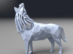 3d geometric howling wolf statuette model 3D Print Model