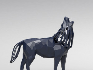 3d geometric howling wolf statuette model Model do druku 3D