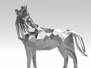 3d geometric howling wolf statuette model Model do druku 3D