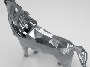 3d geometric howling wolf statuette model Model do druku 3D