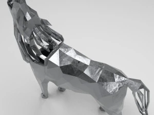 3d geometric howling wolf statuette model 3D Print Model