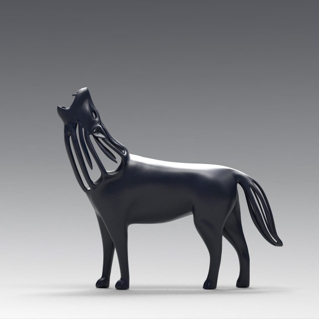 hollow howling wolf statuette Model Cetak 3D .c4d .max .obj .3ds .fbx .stl .blend 