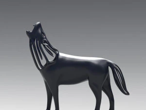 patung serigala melolong berongga Model Cetak 3D