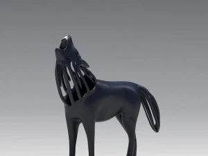 hollow howling wolf statuette 3D Print Model