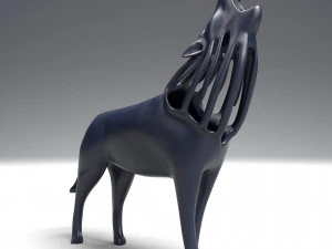 hollow howling wolf statuette 3D Print Model