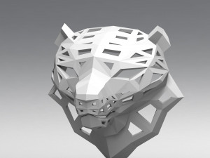 of a polygonal head of a leopard Model Cetak 3D