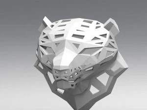 of a polygonal head of a leopard 3D Print Model