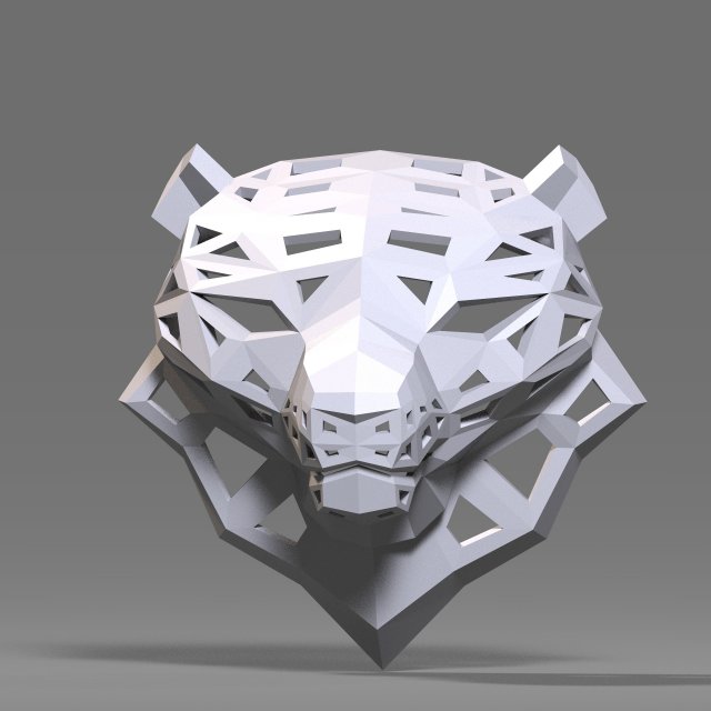 of a polygonal head of a leopard Model Cetak 3D .c4d .max .obj .3ds .fbx .stl .blend 