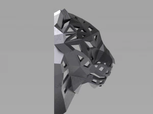 of a polygonal head of a leopard 3D Print Model