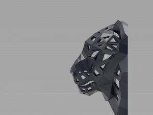 of a polygonal head of a leopard Model Cetak 3D
