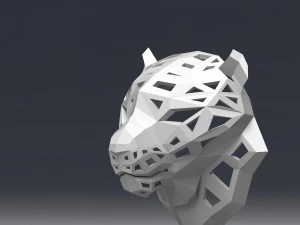 of a polygonal head of a leopard 3D Print Model