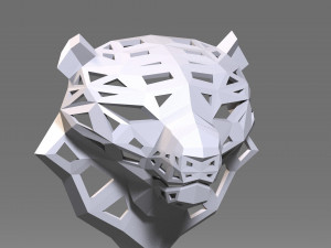 of a polygonal head of a leopard Model Cetak 3D