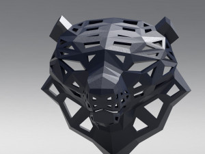 of a polygonal head of a leopard Model Cetak 3D