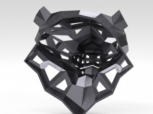 of a polygonal head of a leopard Model Cetak 3D