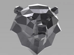 3d printable polygonal bear head model 3D Print Model