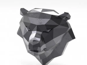 3d printable polygonal bear head model 3D Print Model