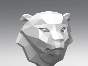 3d printable polygonal bear head model 3D Print Model