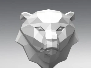 3d printable polygonal bear head model 3D Print Model