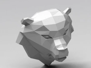 3d printable polygonal bear head model 3D Print Model