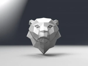 3d printable polygonal bear head model 3D Print Model