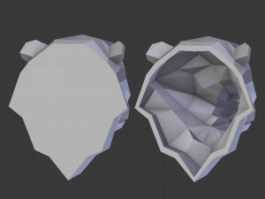 3d printable polygonal bear head model 3D Принт Модель