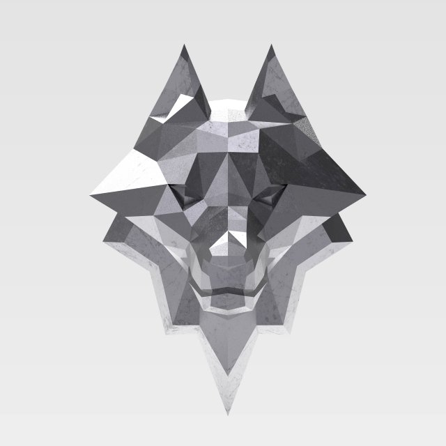 3d printable polygonal wolf head model Model do druku 3D .c4d .max .obj .3ds .fbx .stl .blend 