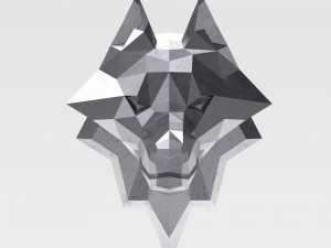 3d printable polygonal wolf head model 3D Print Model