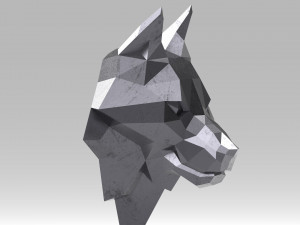 3d printable polygonal wolf head model Model do druku 3D