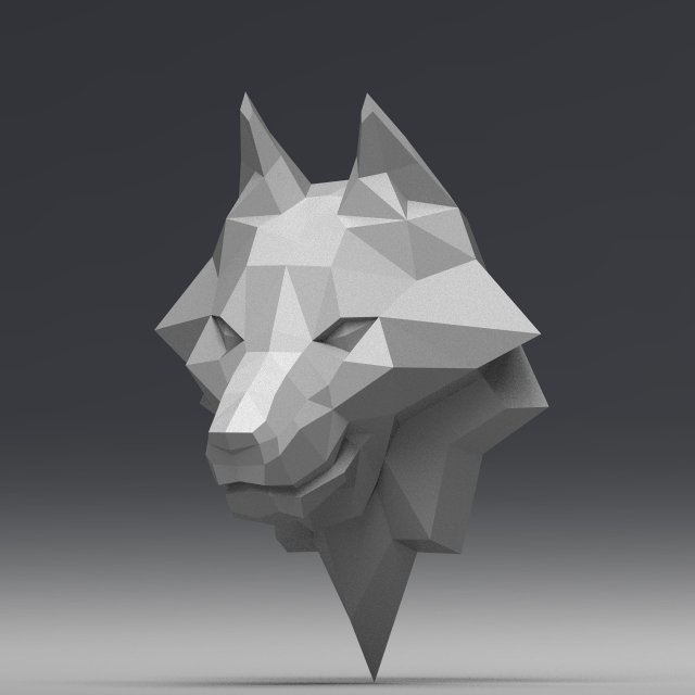 3d printable polygonal wolf head model 3D Print Model in Figurines 3DExport