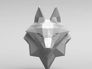 Mod&egrave;le de t&ecirc;te de renard polygonale imprimable en 3D Modèles 3D en vedette