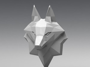 3d printable polygonal fox head model 3D-printmodel