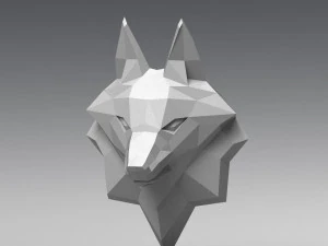 3d printable polygonal fox head model 3D Print Model
