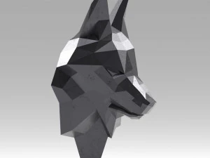 3d printable polygonal fox head model 3D Print Model