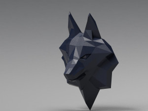 3d printable polygonal fox head model 3D-printmodel