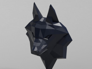 3d printable polygonal fox head model 3D-printmodel