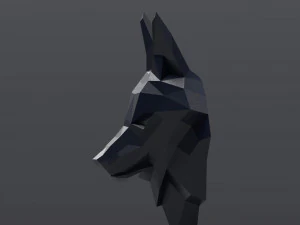 3d printable polygonal fox head model 3D Print Model